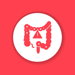 Indigestion glyph icon. Stomachache. Allergy symptom diarrhea, bloating, nausea, pain. Abdominal distension