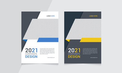 Corporate book cover template design with annual report cover layout