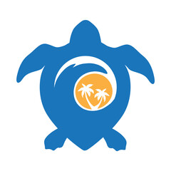 sea waves inside turtle shell, vector