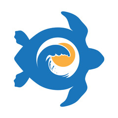 sea waves inside turtle shell, vector