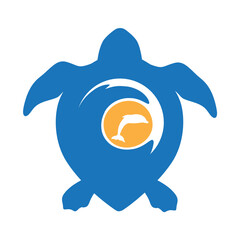 sea waves inside turtle shell, vector