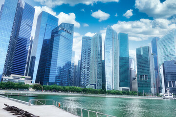 Naklejka premium Singapore skyscrapers skyline at marina bay