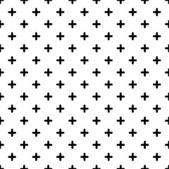 Black crosses isolated on white background. Monochrome geometric seamless pattern. Vector simple flat graphic illustration. Texture.