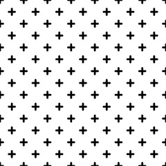Black crosses isolated on white background. Monochrome geometric seamless pattern. Vector simple flat graphic illustration. Texture.