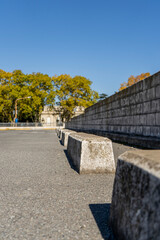 Car parking with few vehicles with white markings separating the spaces. Urban concept.