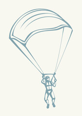Parachutist with medical mask. Vector drawing