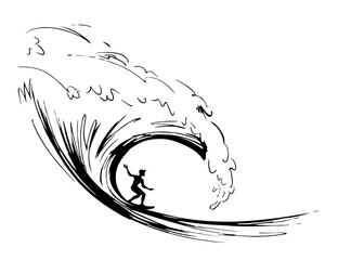 Big sea wave. Vector drawing