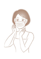 マスクをする女性のイラスト
