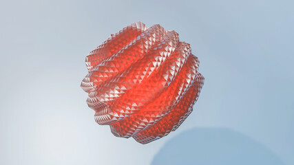 abstract red figure on gray background. 3d render illustration