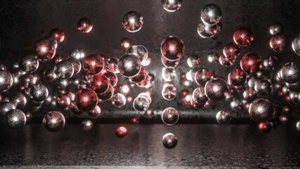 metal spheres on a dark background. 3d render illustration