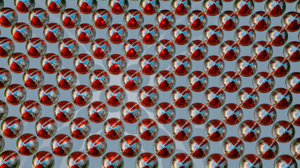 segmented silvery-red spheres. abstract three-dimensional background. 3d render illustration