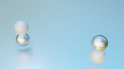 white and silver spheres one on top of the other. abstract composition. 3d render illustration