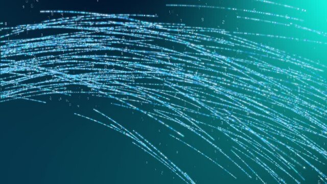 Visualization of Information Flows and Lines Flying from Mobile Phone into Global Network. Aerial Drone Shot. young woman standing on on a rock on top of a mountain