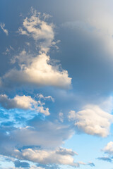 Stunning view of a blue sky with some beautiful clouds. Dramatic landscape, natural background.