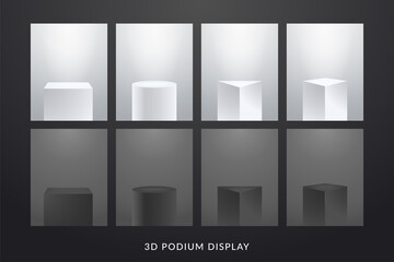A set of Podium on black and white Background. Isolated Vector Illustration