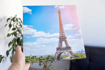 Photo canvas print stretched on frame with gallery wrap in hand