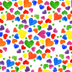 Fototapeta na wymiar Watercolor colored motifs hearts