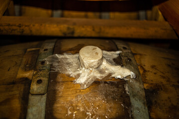 Bung in a wooden barrel