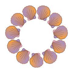 Decorative isolated colorful vector elegant illustration design vignette of seashells