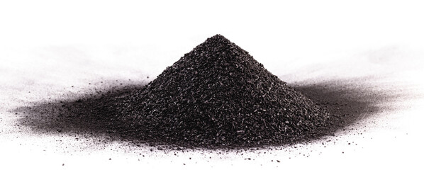 pile of coal dust isolated on white background - obrazy, fototapety, plakaty