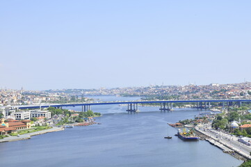 Obraz premium Golden Horn from Pierre Loti Hill. Eyup, Istanbul, Turkey. 
