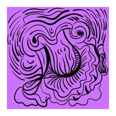 Abstract unusual vector artwork with hand drawn illustration