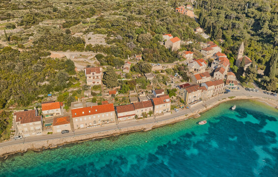 Aerial shot of the Racisce near Korcula is Old