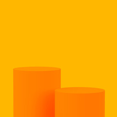 Abstract 3d yellow orange colors cylinder podium minimal studio background.