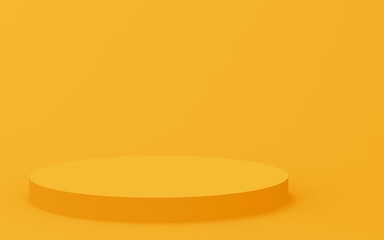 Abstract 3d yellow color cylinder podium minimal studio background.