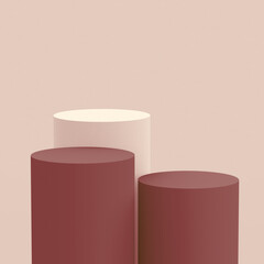 Abstract 3d brown color cylinder podium minimal studio background.