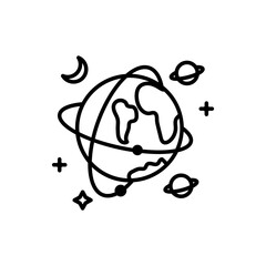 Earth Space Vector Outline Icon. EPS 10 FIle