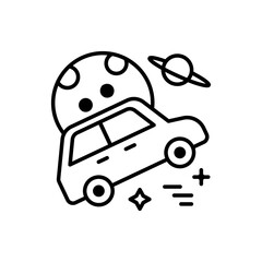 Space Car Vector Outline Icon. EPS 10 FIle