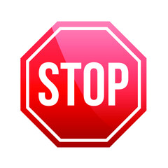 Stop sign, icon STOP vector. Red color singe symbol. Vector illustration