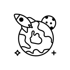 Earth Vector Outline Icon. EPS 10 FIle