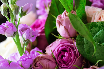 A bouquet of very beautiful different colors close up.