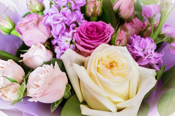 A bouquet of very beautiful different colors close up.