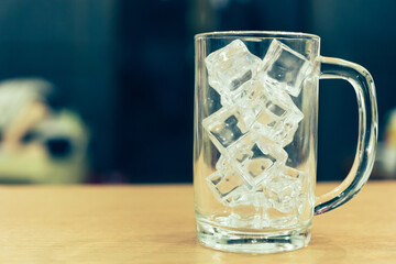 Refreshing Bubbly Soda Pop with Ice Cubes. Cold soda iced drink in a glasses - Selective focus, shallow DOF	
