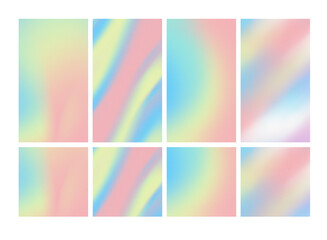Fototapeta premium Pastel Gradient social media post and stories Background templates. Pink, blue, green unicorn Abstract Grainy set