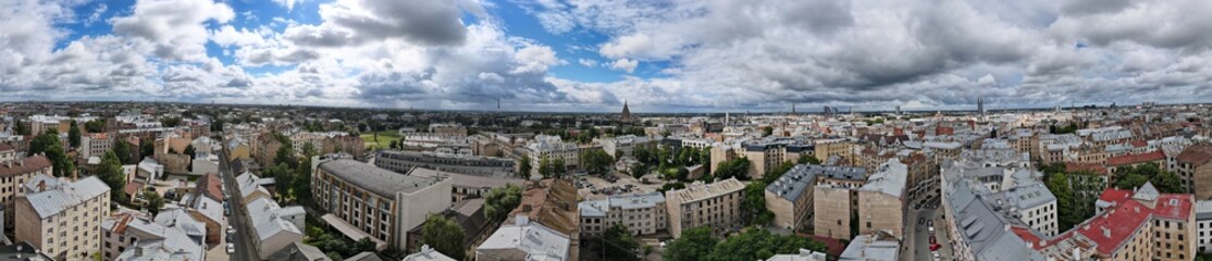 Fototapeta na wymiar Aerial Panorama view of Riga center in Latvia