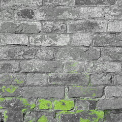 Textured Brick Wall With Bright Green Color Creative Art.