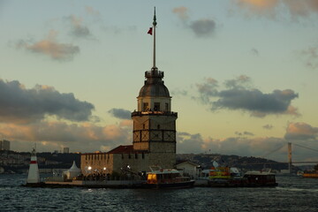 Maiden's tower floating on the sea