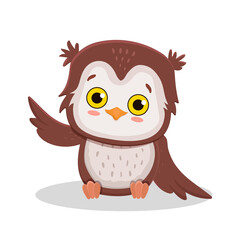Cute cartoon owl isolated on white background