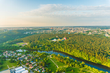 Landscape aerial view from hot air balloon