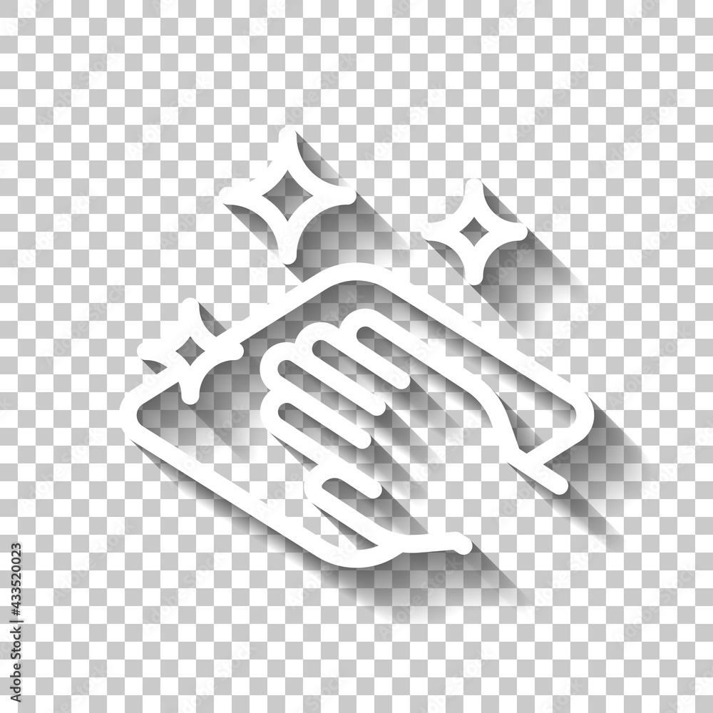 Poster clean surface, wipe to disinfect, simple icon. white linear icon with editable stroke and shadow on 