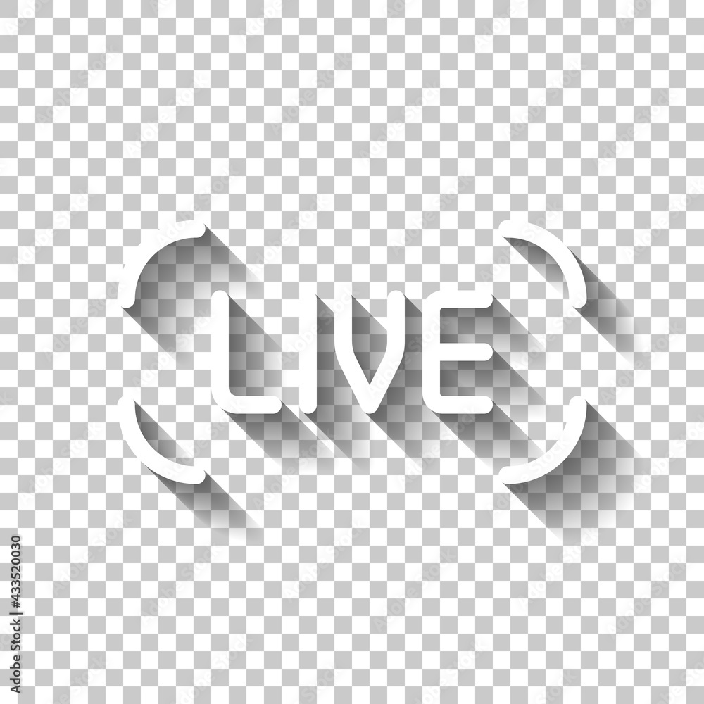Poster live stream, broadcasting, online video. white linear icon with editable stroke and shadow on transp