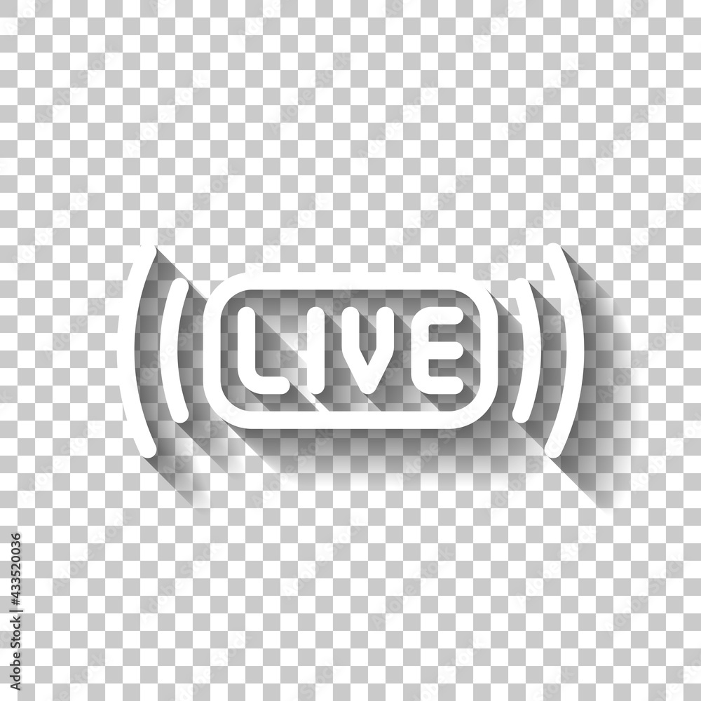 Poster live stream, broadcasting, online video. white linear icon with editable stroke and shadow on transp