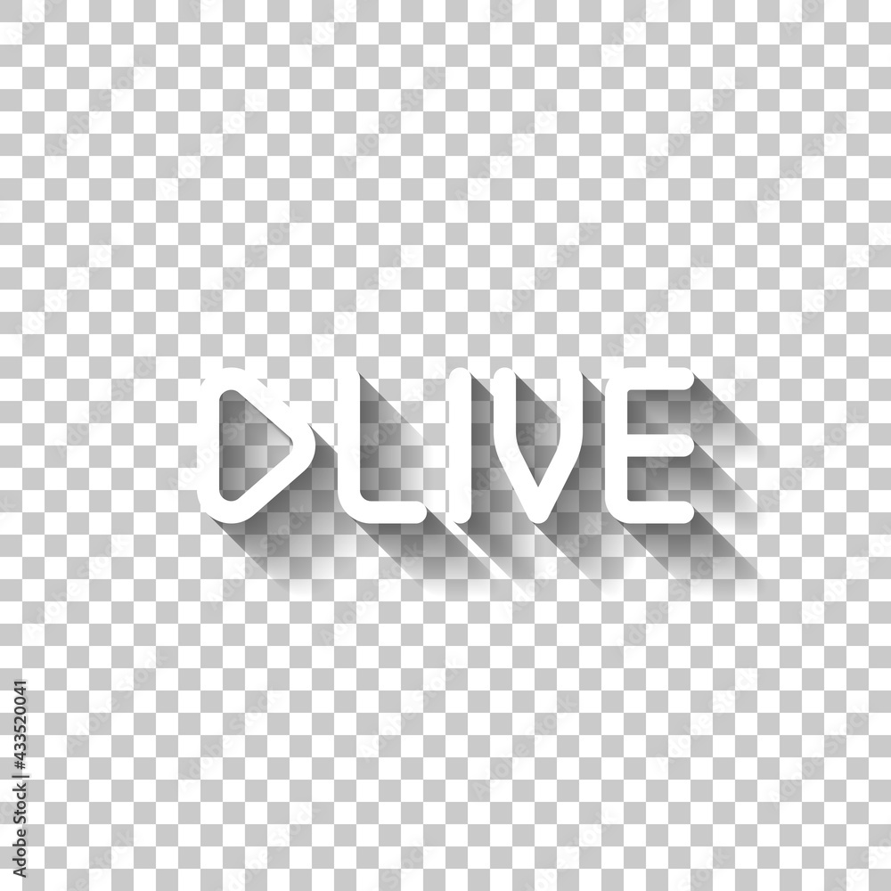 Poster live stream, broadcasting, online video. white linear icon with editable stroke and shadow on transp