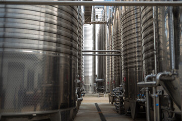 Naklejka na ściany i meble Stainless steel reservoirs for wine making