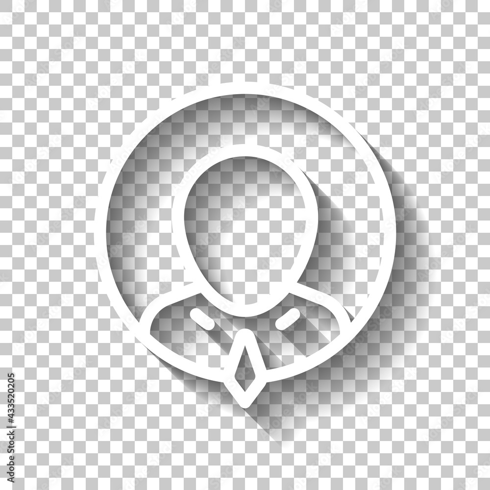 Poster simple user avatar, admin or member, business icon. white linear icon with editable stroke and shado