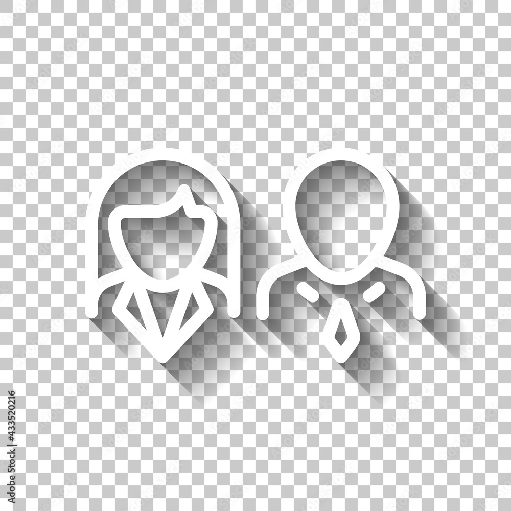 Poster simple user avatar, admin or member, business icon. white linear icon with editable stroke and shado